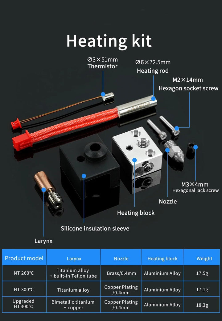 Ender 3 S1 300 ℃ Hochtemperatur-Heizblock-Kit, Sprite Extruder Hotend-Kit für Creality Ender-3 S1/En
