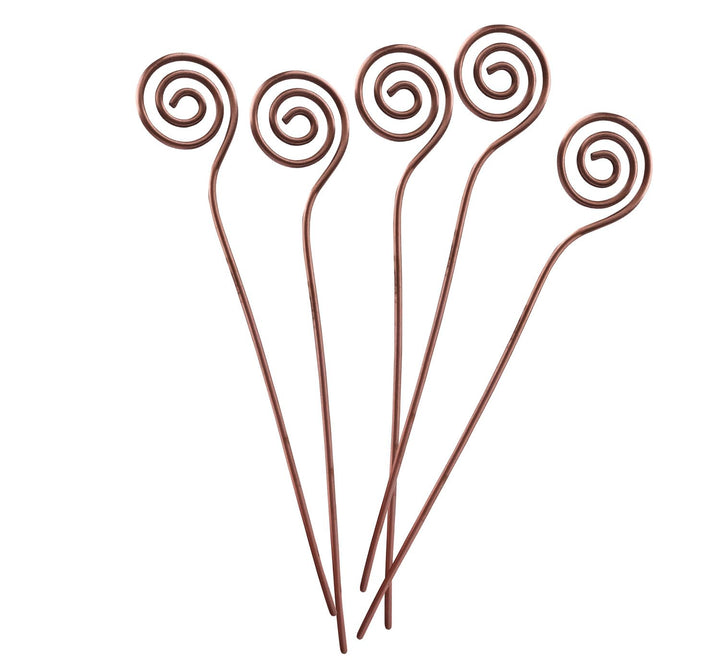 Kupfer Pflanzenstab Spirale, 5 Stück, Ø 3,5 × 20,5 cm | Aus reinem Kupfer, Für Blumentöpfe und Garte