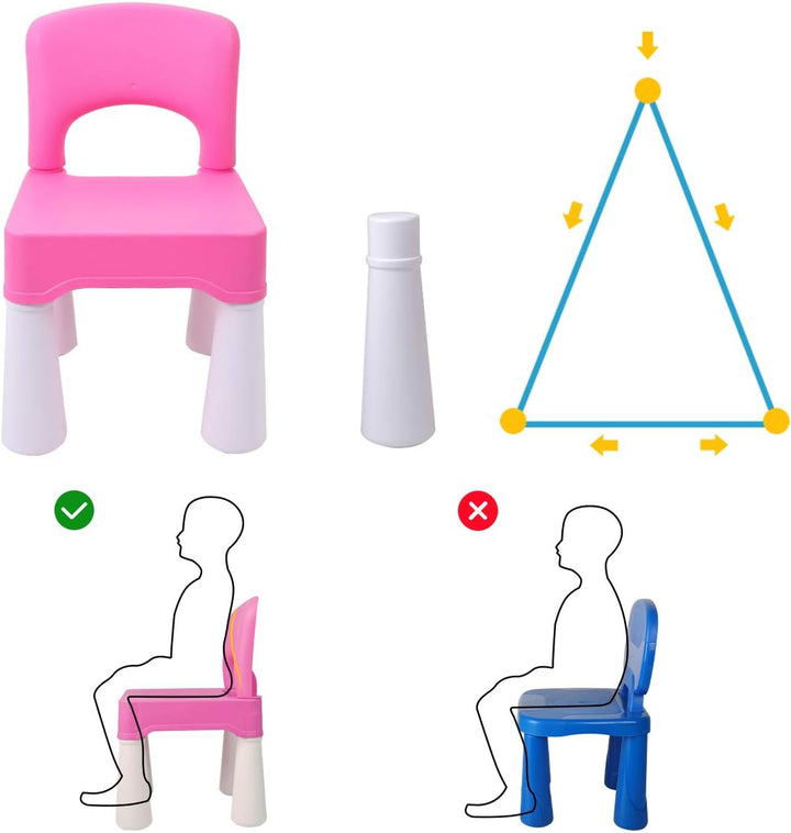 burgkidz Kinder-Schreibtischstuhl - Belastbar 100 kg, rutschfest, Rosa | Ergonomischer Rückenlehne,