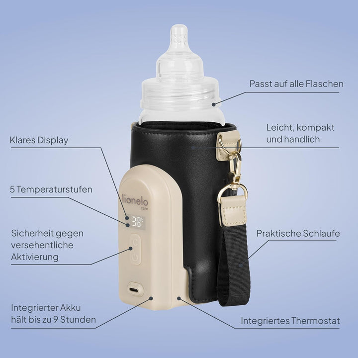 LIONELO Thermup Go Evo Tragbarer Babyflaschenwärmer, hält Flüssigkeiten warm, 5 Betriebstemperaturen