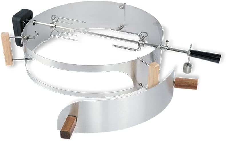 MOESTA-BBQ 10094 Smokin' PizzaRing Rotisserie-Set – Elektrischer Spiessdreher für Kugelgrill mit 60