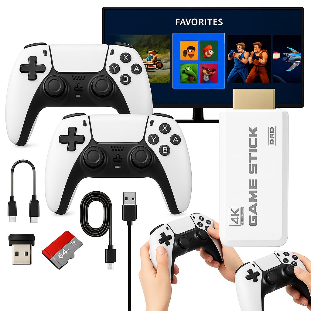 Retro HDMI Konsole mit 2 kabellosen Controllern und integrierter Spielesammlung