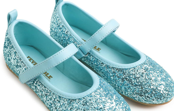 Feversole Girls Cute Dress, Mädchen süsses Kleid Mary Jane Schuhe weiche Party Urlaub Ballerinas 31