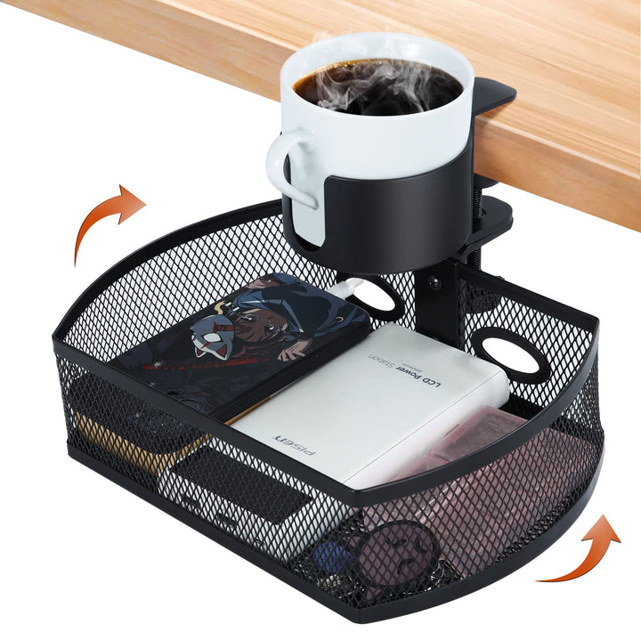 AnExer Unterbau Schublade Büro Organizer 360 Drehbar, Schreibtisch Organizer mit Auslaufsichere Bech