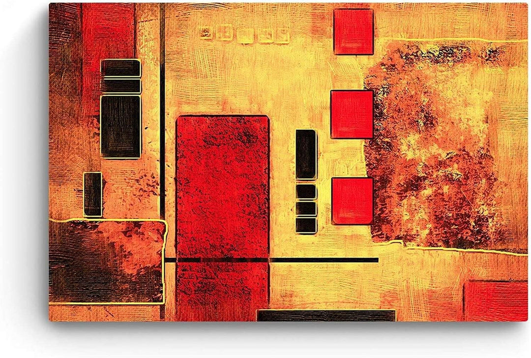 Startonight Bilder Rot Schwarz Geometrisch, Leinwandbilder Moderne Kunst, Abstrakte Wanddeko Kunstdr