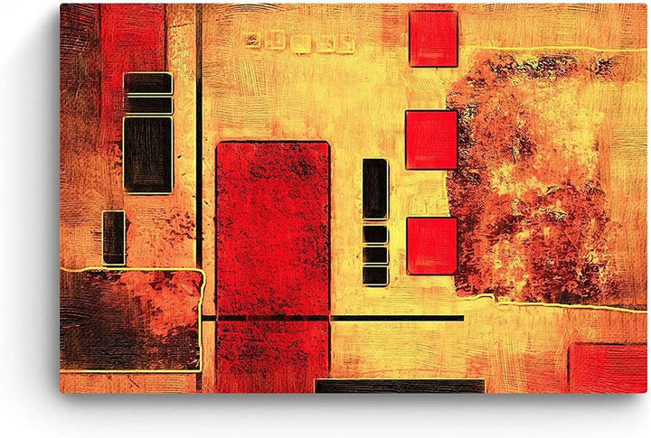 Startonight Bilder Rot Schwarz Geometrisch, Leinwandbilder Moderne Kunst, Abstrakte Wanddeko Kunstdr