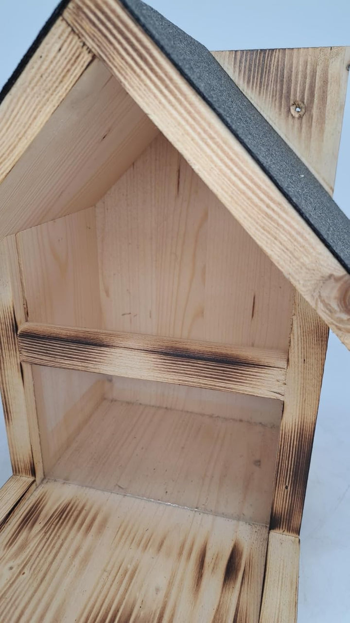 XXL Eichhörnchen Futterhaus Futterstelle für Eichhörnchen, Edel Geflammt mit Spitzdach, E2G