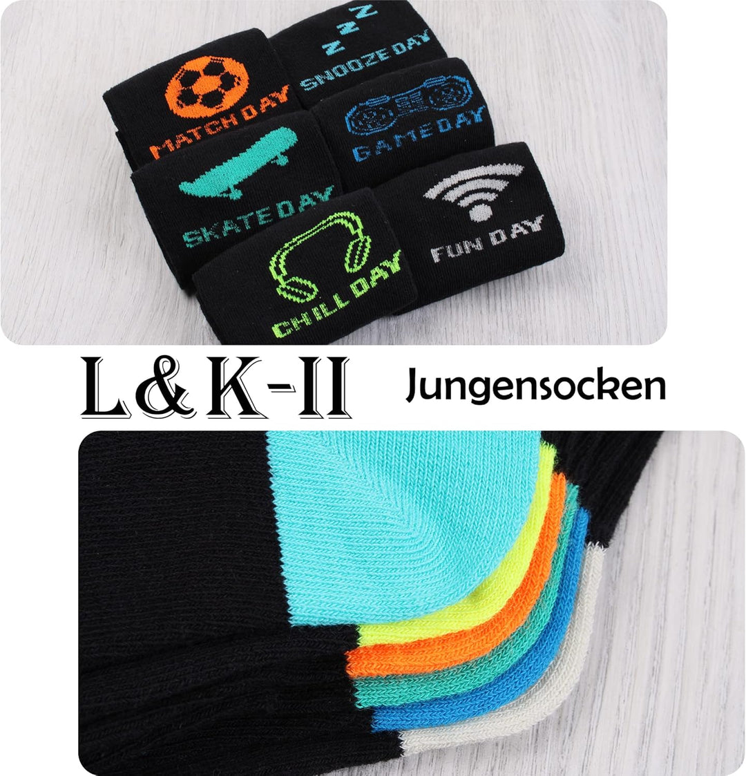 L&amp;K-II 12 Paar Pack Jungen Kindersocken Teenager Stümpfe Frühling und Sommer Socken mit niedlichen M
