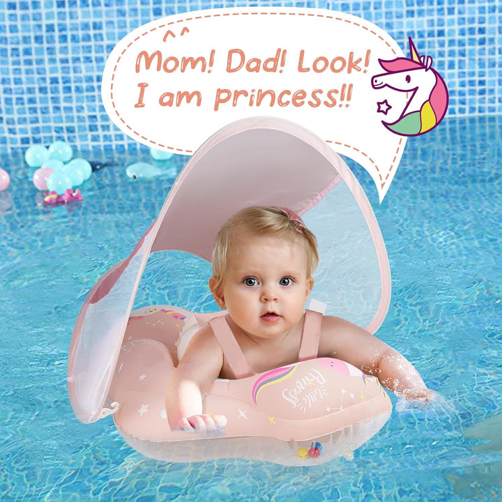 ANSTEN Schwimmring Baby mit Sonnendach Aufblasbare Baby Float Schwimmring Shwimmreifen Baby mit aufb