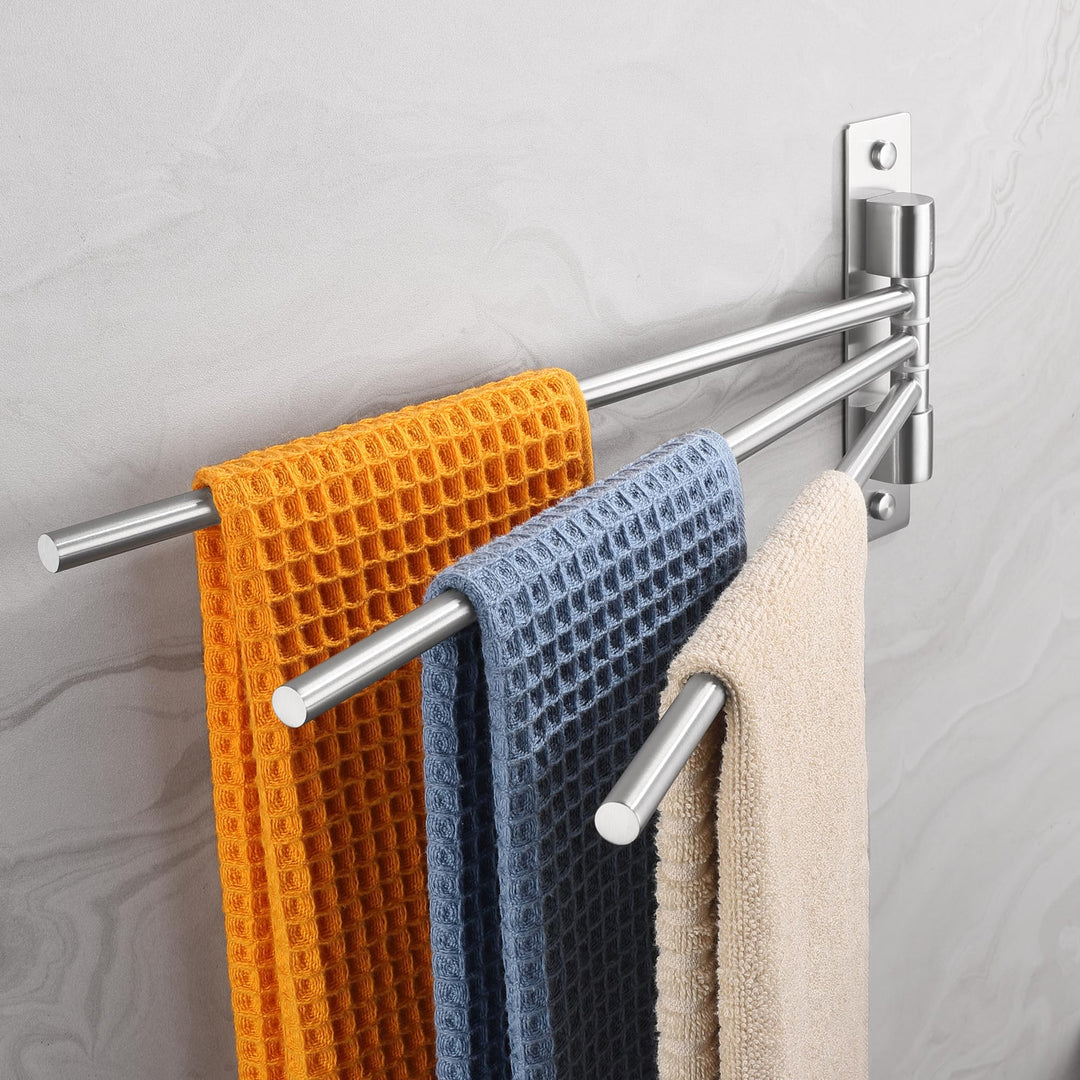Handtuchhalter mit Bohrmontage 180° Schwenkbar 3-armig Handtuchhalter aus SUS304 Edelstahl Gebürstet
