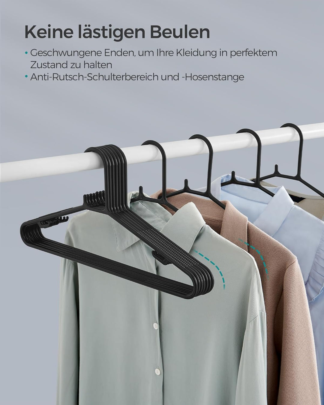 SONGMICS Kleiderbügel Kunststoff, 100er Set, Bügel platzsparend, leichtgewichtig, für Hosen, Jacken,