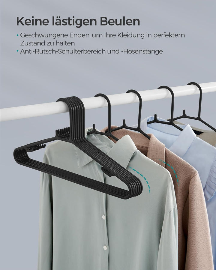 SONGMICS Kleiderbügel Kunststoff, 100er Set, Bügel platzsparend, leichtgewichtig, für Hosen, Jacken,