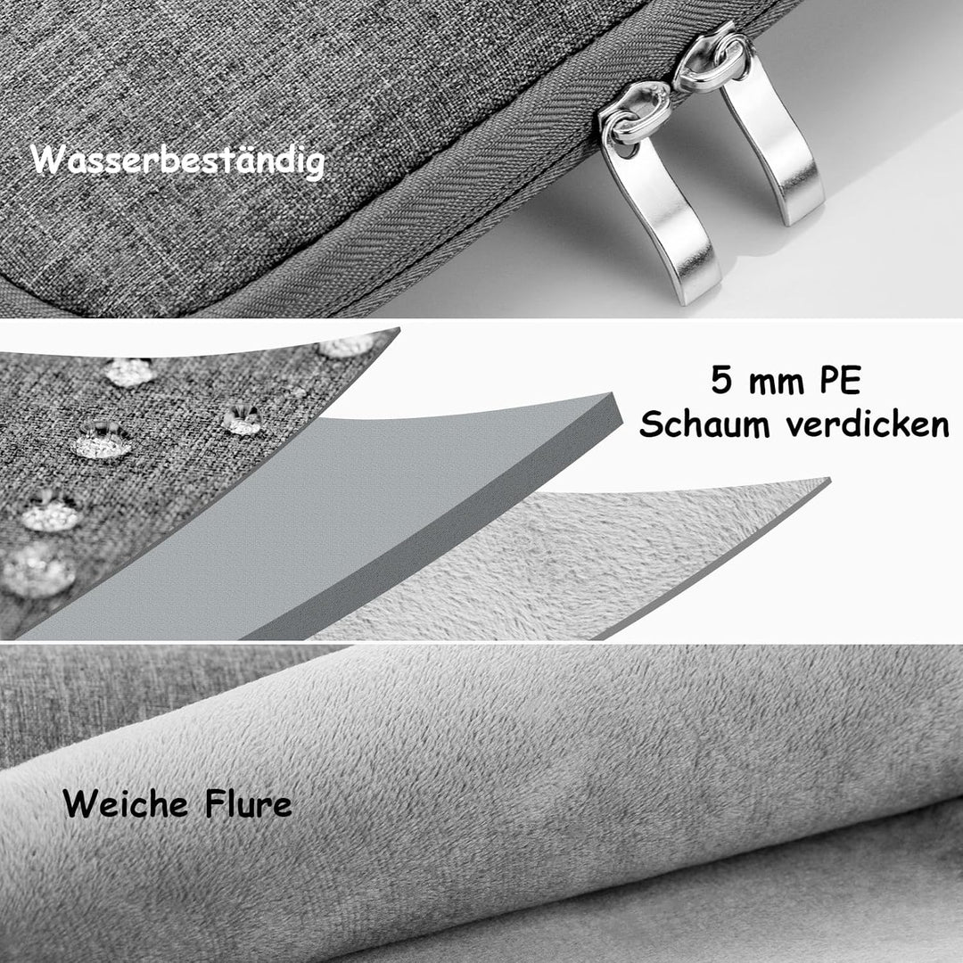 Laptoptasche 17,3 16 15,6 14 13,6 13 11,6 Zoll Schutz Laptophülle mit Griff 2 Fach Notebooktasche Ac