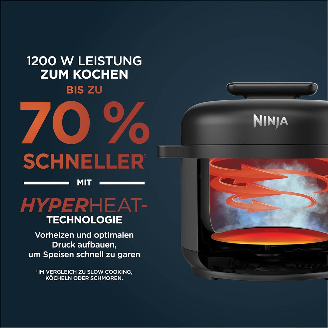 Ninja HyperHeat 9-in-1 Schnellkochtopf, Slow Cooker und Reiskocher, inkl. Dämpfeinsatz und herausneh