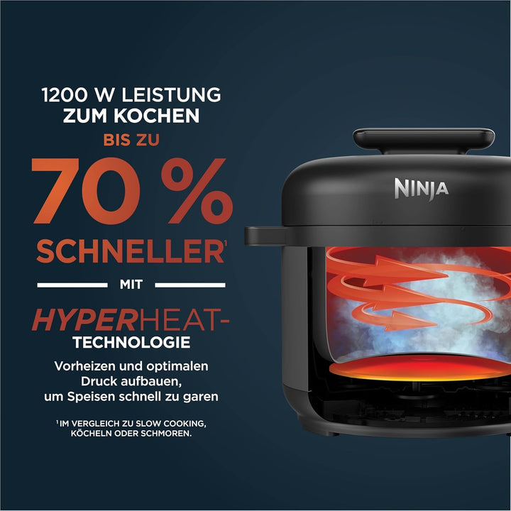 Ninja HyperHeat 9-in-1 Schnellkochtopf, Slow Cooker und Reiskocher, inkl. Dämpfeinsatz und herausneh