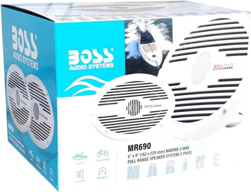 KIT-Set FÜR BOSS Audio Systems MR690 oval 2-Wege 6 x 9 15 x 23 cm 175 Watt RMS 350 Watt Max 4 Ohm wa