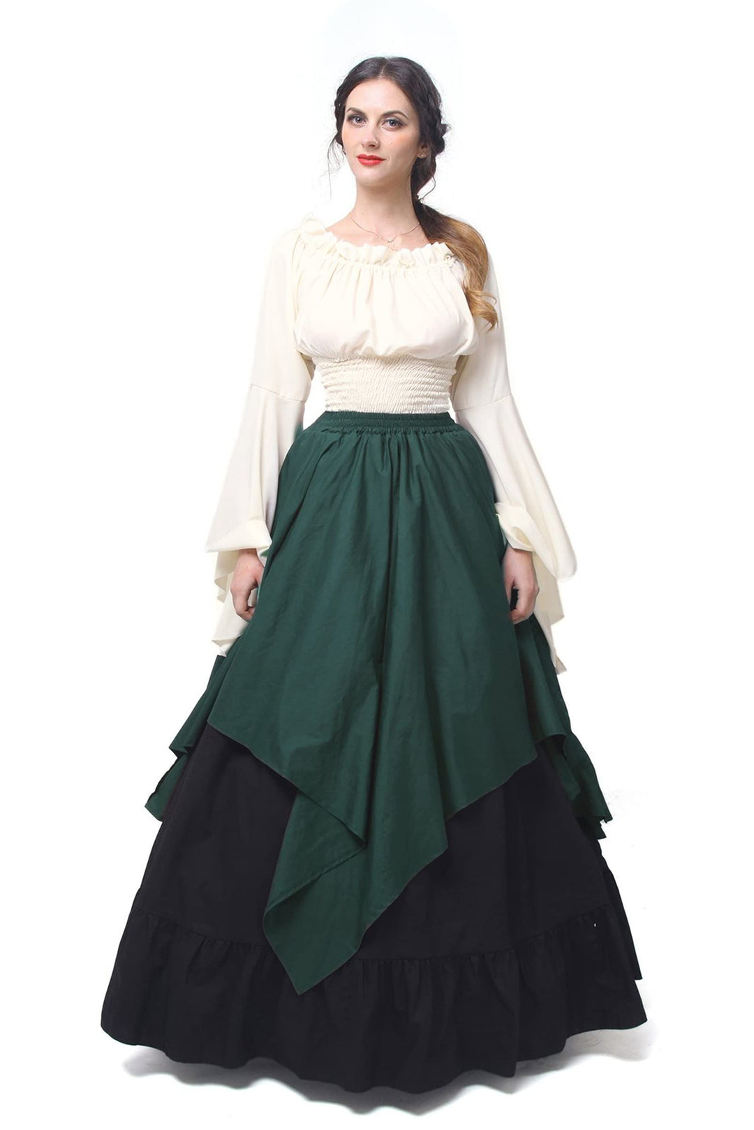 Fiamll Damen Mittelalter Kleid Renaissance Kleid Mittelalter Kostüm Trompete Ärmel Viktorianische Kl