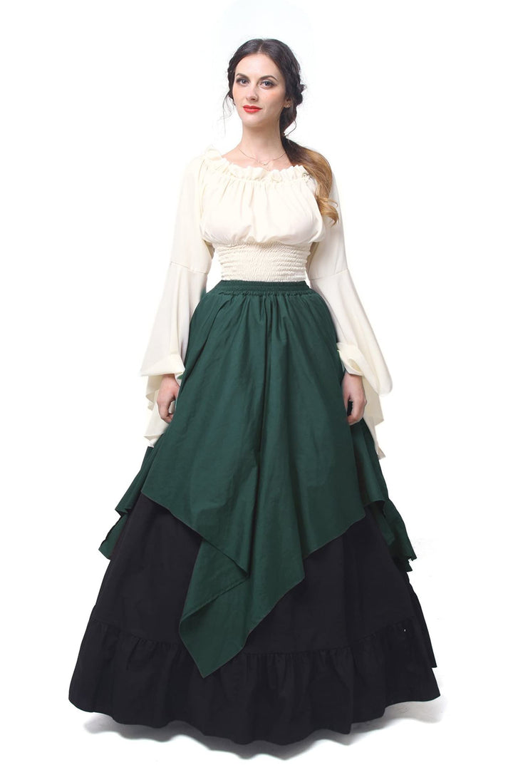 Fiamll Damen Mittelalter Kleid Renaissance Kleid Mittelalter Kostüm Trompete Ärmel Viktorianische Kl