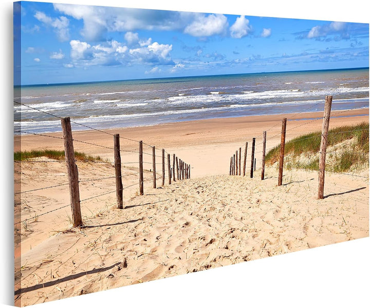 Bild auf Leinwand Weg zum Sandstrand Nordsee Wandbild Poster Kunstdruck Bilder, 100L x 57B cm