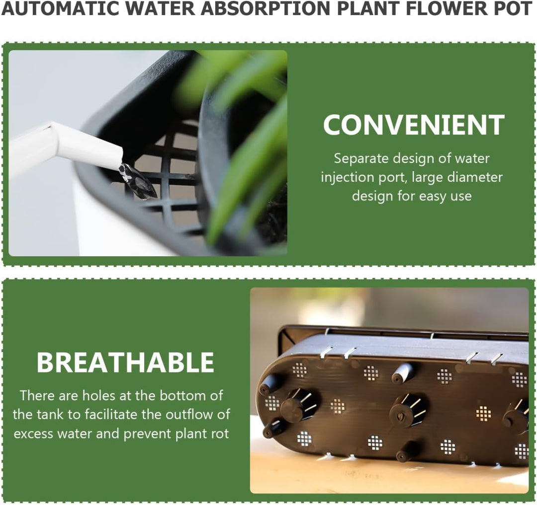 Happyyami 2 Pcs in 1 Set Selbst Bewässerung Pflanzer mit Docht Seil Einstellbare Faul Blumentopf Kor