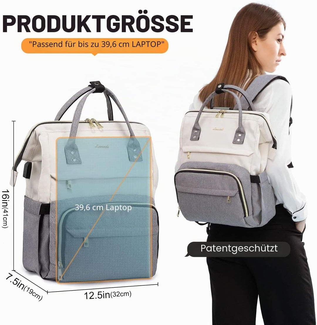LOVEVOOK Laptop Rucksack Damen 15,6 Zoll, Gross Schulrucksack Teenager, Rucksack Handgepäck, Wasserd