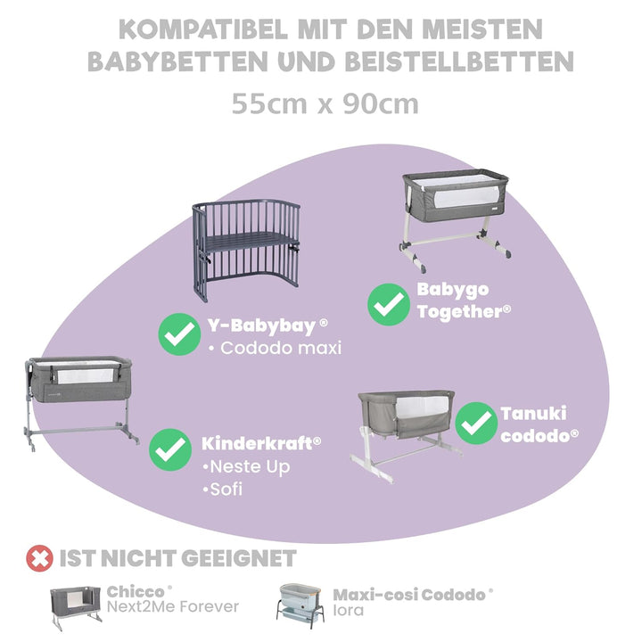 2X Spannbettlaken aus 100% Baumwolle mit Gummiband - 1X Matratzenschoner aus 100% wasserdichtem Mate
