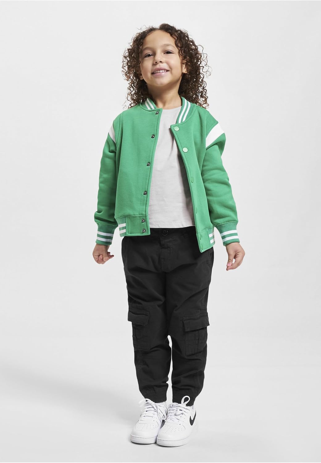 Urban Classics Herren Boys Inset College Sweat Jacket 158-164 bodegagreen/white, 158-164 bodegagreen