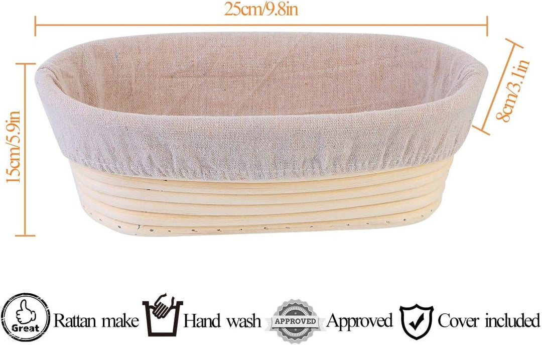 Litthing 2 Pcs Gärkorb ovales Gärkörbchen für Brot 25 x 15 x 8 cm Banneton Korb,Gärkorb aus Peddigro
