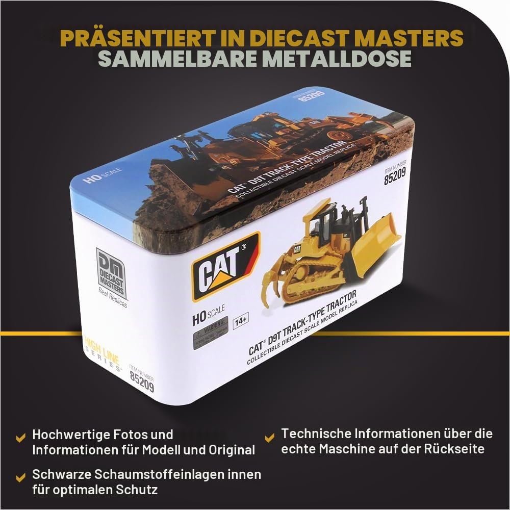 Diecast Masters 85209 - Caterpillar Kettendozer D9T, detailgetreues H0 CAT Baufahrzeug in Metallbox,