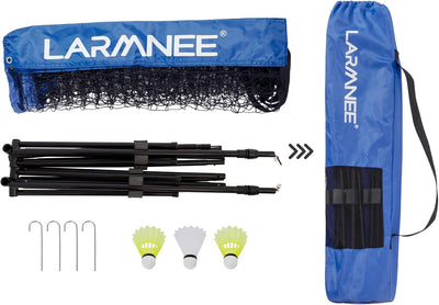 LARMNEE Badmintonnetz, Tennisnetz, 300cm|400cm|500cm Federballnetz höhenverstellbar, Set bestehend a