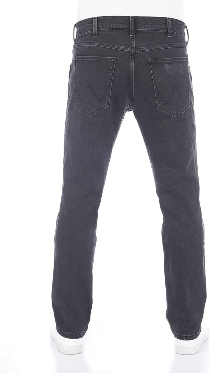 Wrangler Herren Jeans Regular Fit Greensboro Hose Schwarz Straight Jeanshose Denim Stretch Baumwolle