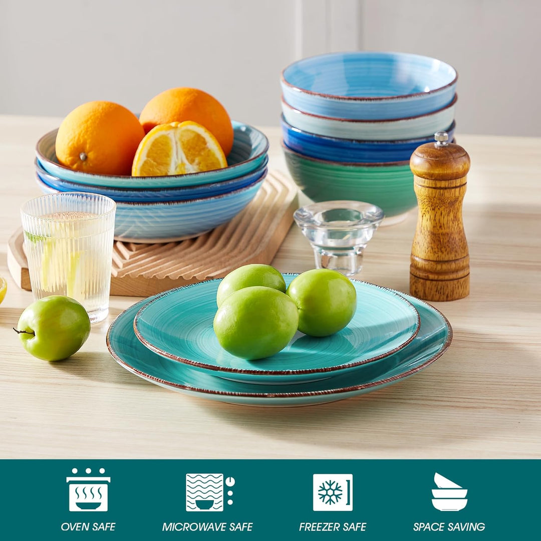 vancasso BONITA Speiseteller Steingut, Essteller set 6 Personen, Ø 21,5 cm Teller Set, Geschirr für