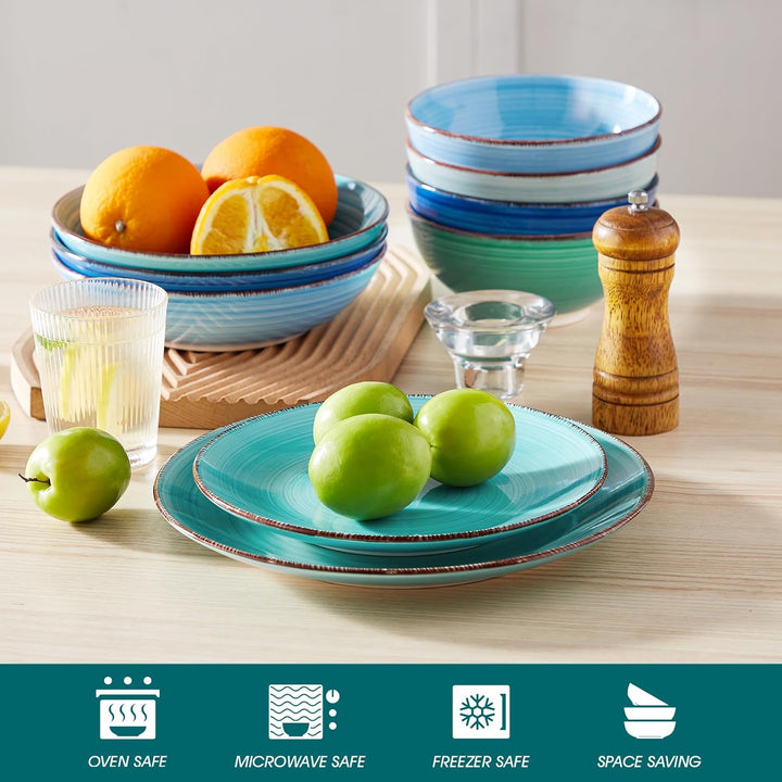 vancasso BONITA Speiseteller Steingut, Essteller set 6 Personen, Ø 21,5 cm Teller Set, Geschirr für