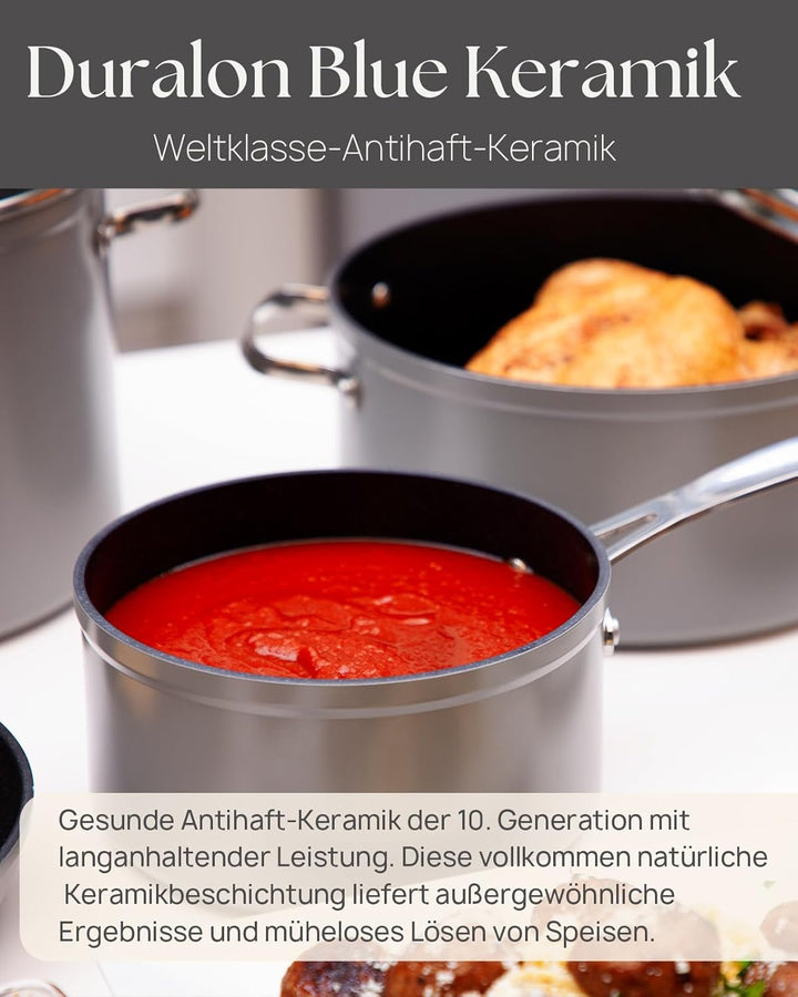 Nuwave 4,7L Gesundes Duralon Blue Keramik Antihaft-Suppentopf in Kühlem Grau, PFAS-frei, Spülmaschin
