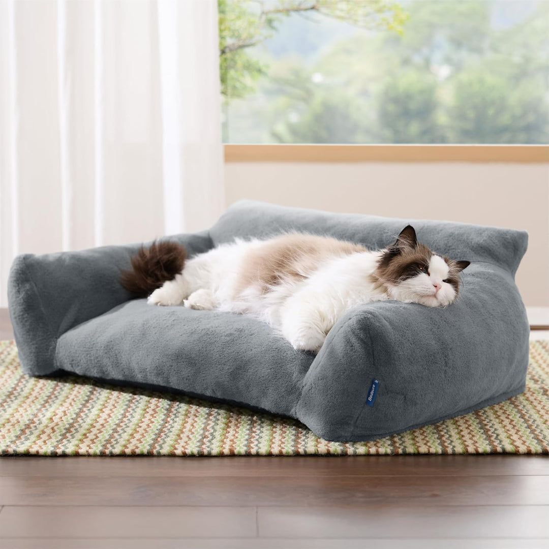 BEDSURE Katzenbett grosse Katzensofa Hundesofa, 76x51x25cm, dunkelgrau | waschbar, für kleine Hunde