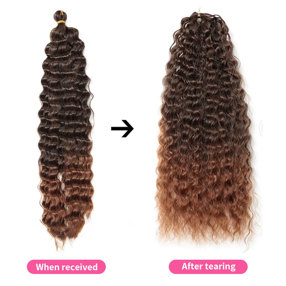 22 Zoll Deep Twist Häkelhaar 6 Packungen Ocean Wave Curly Bohemian Crochet Braids Deep Wave Haarbünd