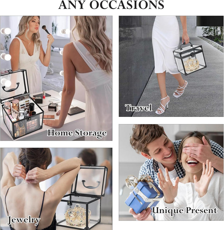 Kosmetikkoffer Transparenter Make Up Koffer Schminkkoffer Tragbare Beauty Case Schaukasten Vitrine A