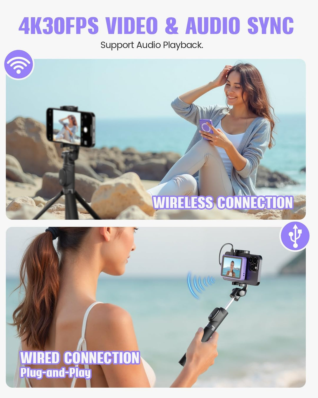 VERDELLE Handy Selfie Monitor, Magnetischer Vlog Selfie Monitor Bildschirm für iPhone/Android, Unter