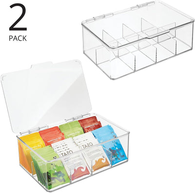 mDesign Teekiste (2er Pack) – die praktische, stapelbare Teebox zur Teebeutel Aufbewahrung – auch al