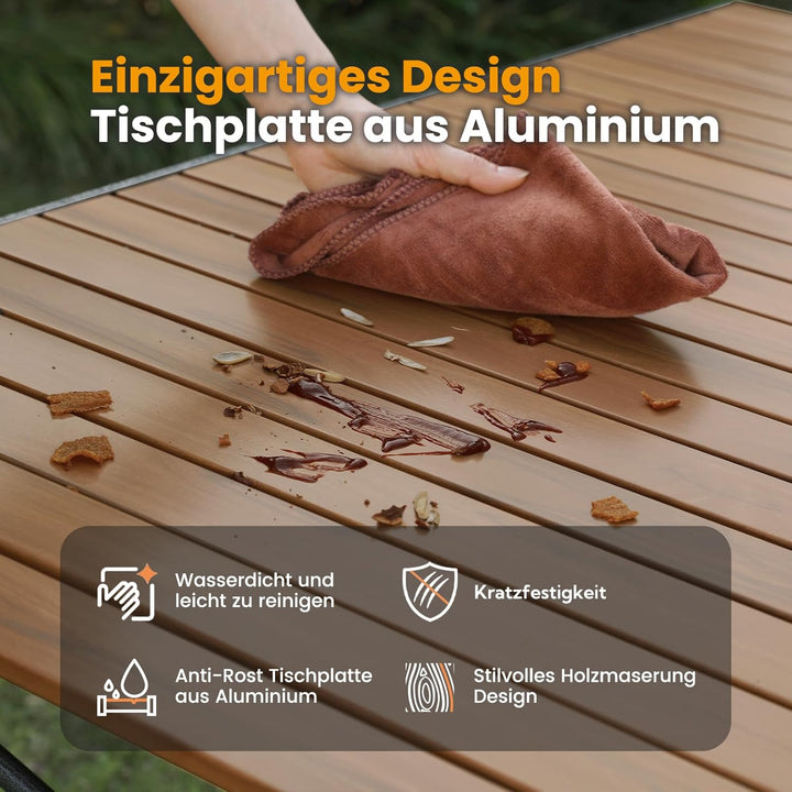 Join Nature Campingtisch Klappbar Bis 100KG mit Tragetasche Alu Klapptisch für 6 Personen - Roll Up