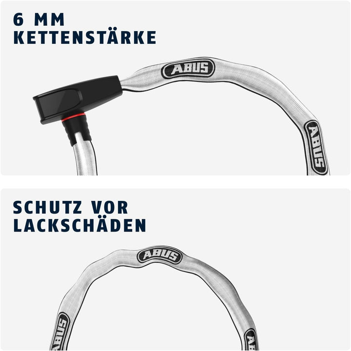 ABUS Kettenschloss Catena 6806K – Leichtes Fahrradschloss aus gehärtetem Stahl mit modischem Textils