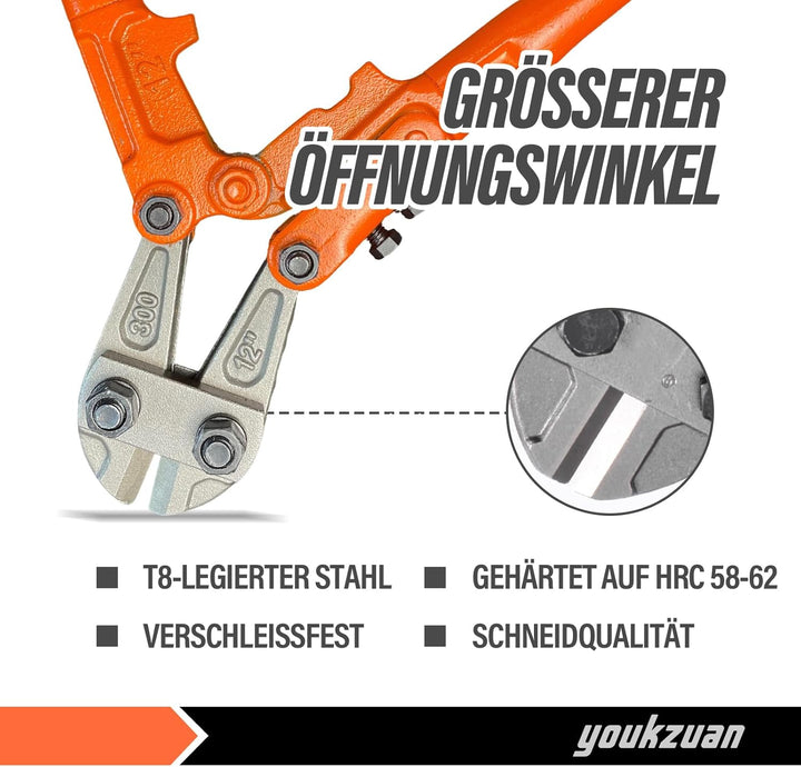Bolzenschneider für Schlösser 315mm | Maximale Öffnungskapazität 15mm | Komfortabler Griff | Kompakt