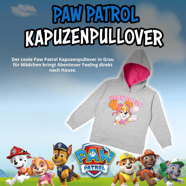 United Labels Paw Patrol Hoodie für Mädchen - Skye Born to Fly Kinder Kapuzenpullover Pullover mit K