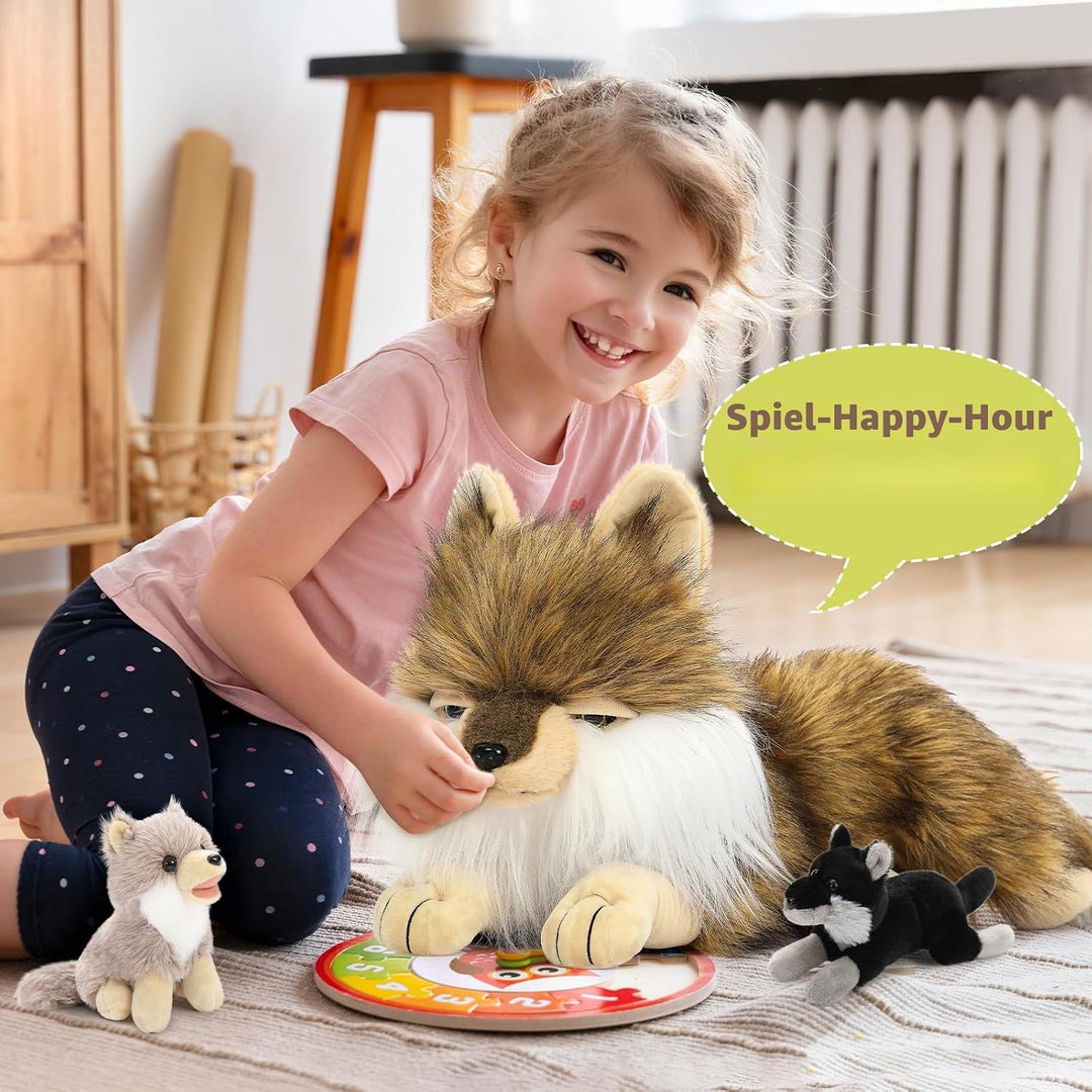 MorisMos gross Wolf Kuscheltier XXL mit Baby im Bauch, 50cm weich riesen Wolf Stofftier Plüschtier S