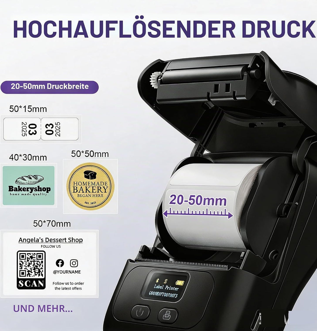 Phomemo M110S Bluetooth Etikettendrucker-Thermoetikettendrucker-M110S Tragbarer Mini-Thermo-Label-Ma