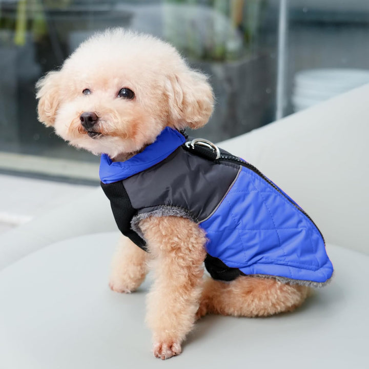 Warmer Fleece-Hundemantel für kleine Hunde, D-Ringe, wasserdichte Welpenjacke für den kalten Winter,