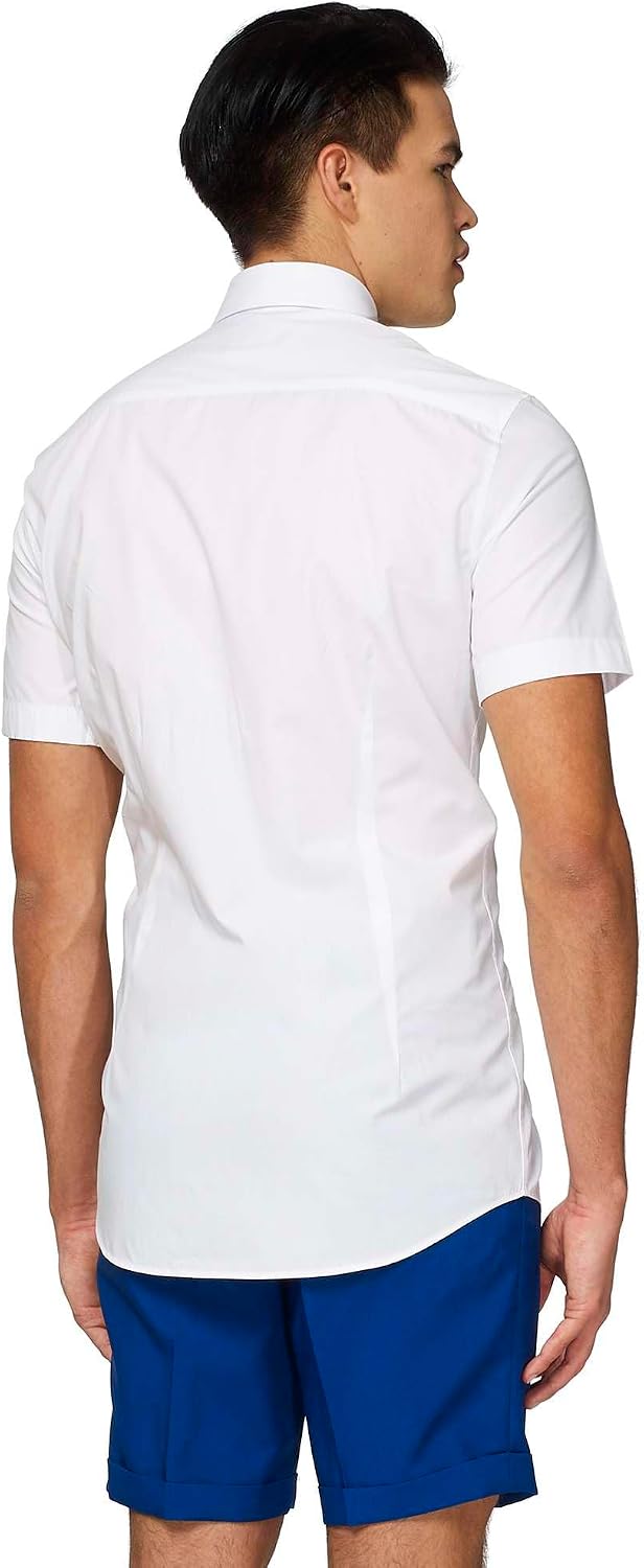 OppoSuits Herren-Kurzarmshirt – perfekt für den Sommer – schmale Passform S Shirt Short Sleeve White