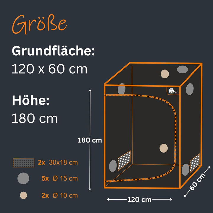 yourGEAR Growzelt Plantsville in 8 Grössen - Grow Indoor Box, Zuchtzelt, Gewächshaus, Schrank zur Pf