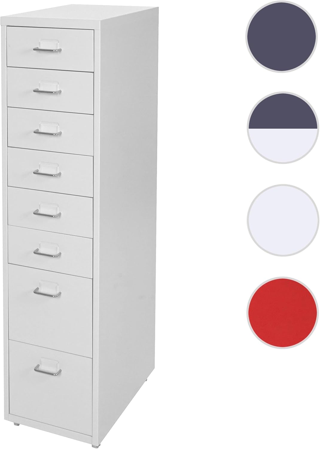 PROREGAL Rollcontainer Housten HxBxT 110x28x41cm 8 Schubladen Dunkelgrau Schubladenschrank Stahlschr