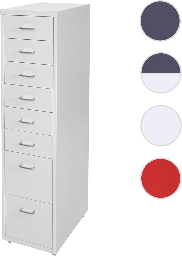 PROREGAL Rollcontainer Housten HxBxT 110x28x41cm 8 Schubladen Rot Schubladenschrank Stahlschrank 8 S